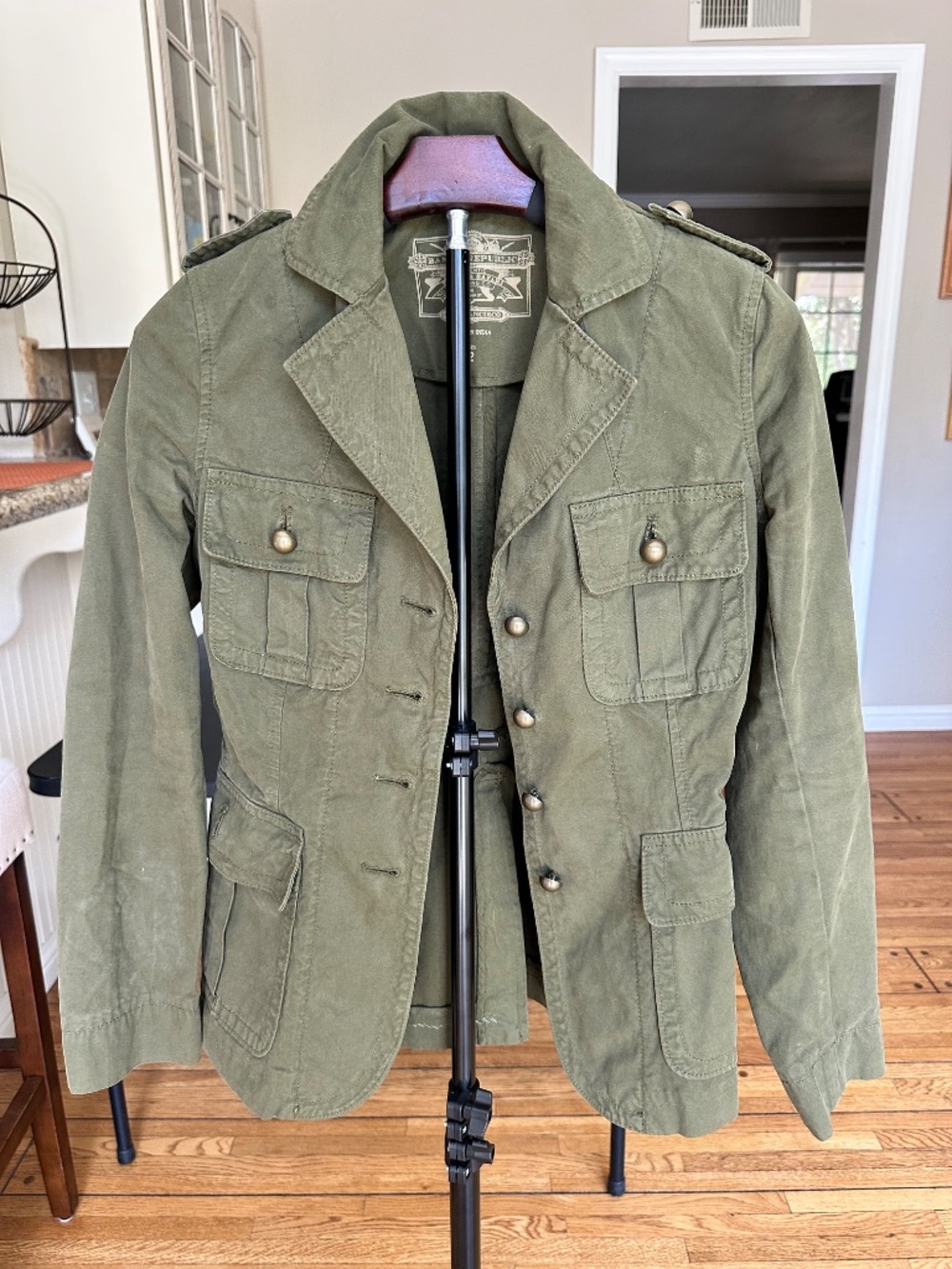 Banana Republic Military Utility Jacket Olive Green Cotton Women's Size 2